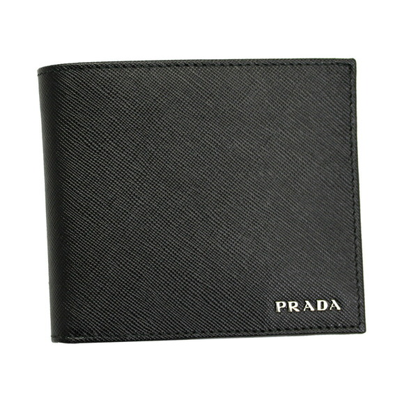 Prada NEROMERCURIO Gray Wallet Bifold Black Leather - Picture 1 of 4